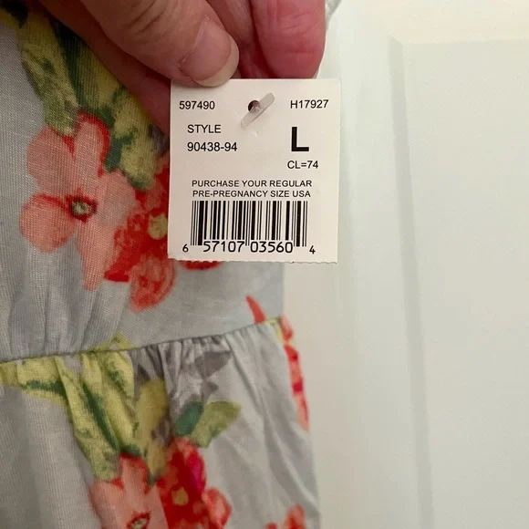 NWT Motherhood Maternity Floral Nursing Nightgown in Light Blue With Lace Trim - Picture 5 of 9